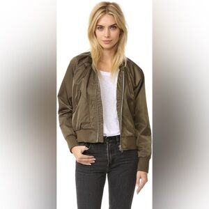Free People Midnight Bomber Jacket in olive green. Size S